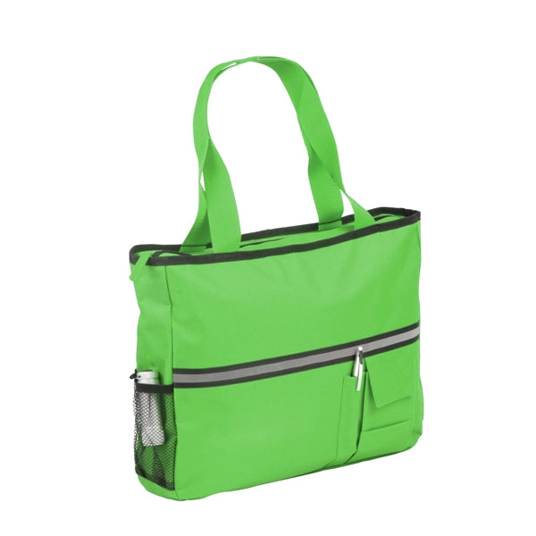 Zippered Canvas Tote With Reflective Strip