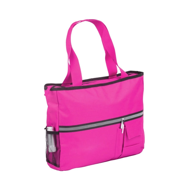 Zippered Canvas Tote With Reflective Strip