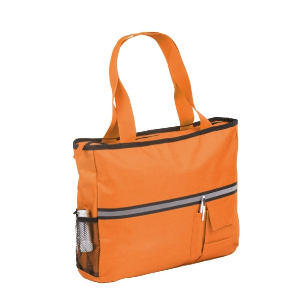 Zippered Canvas Tote With Reflective Strip