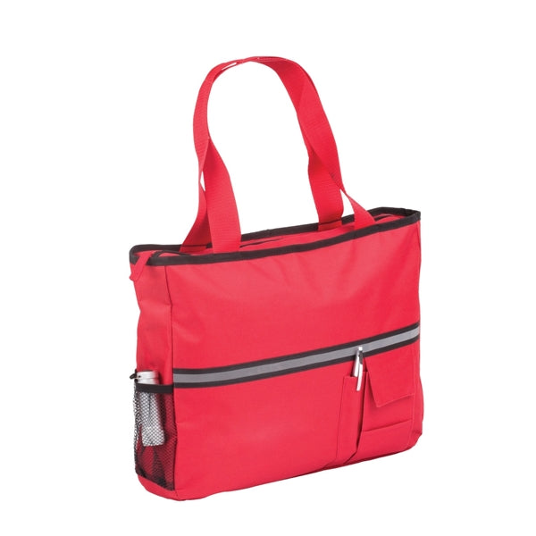 Zippered Canvas Tote With Reflective Strip