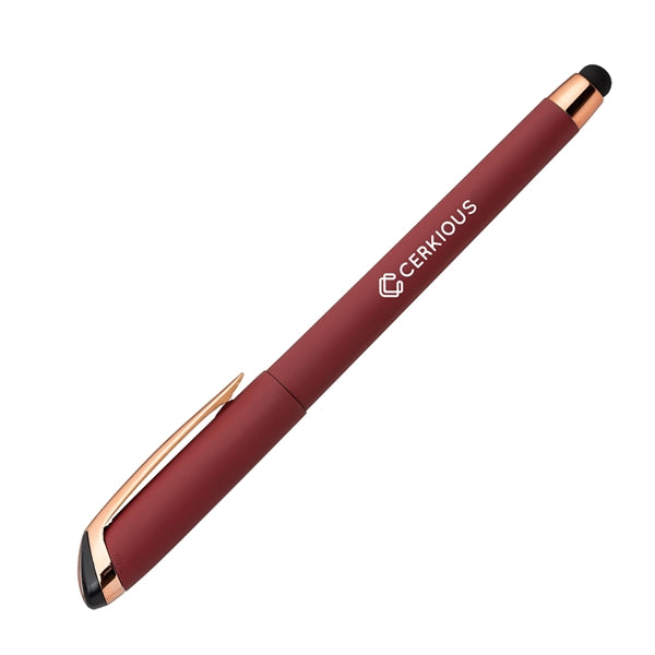 Gazelle Gel Softy Rose Gold Pen w/ Stylus - Silk Screen