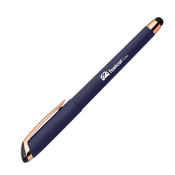 Gazelle Gel Softy Rose Gold Pen w/ Stylus - Silk Screen