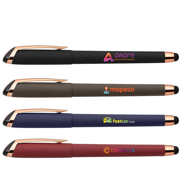 Gazelle Gel Softy Rose Gold Pen w/ Stylus - Full Color