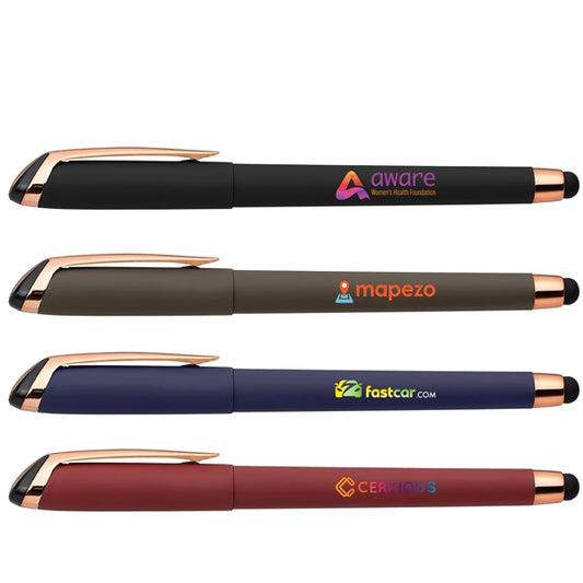 Gazelle Gel Softy Rose Gold Pen w/ Stylus - Full Color