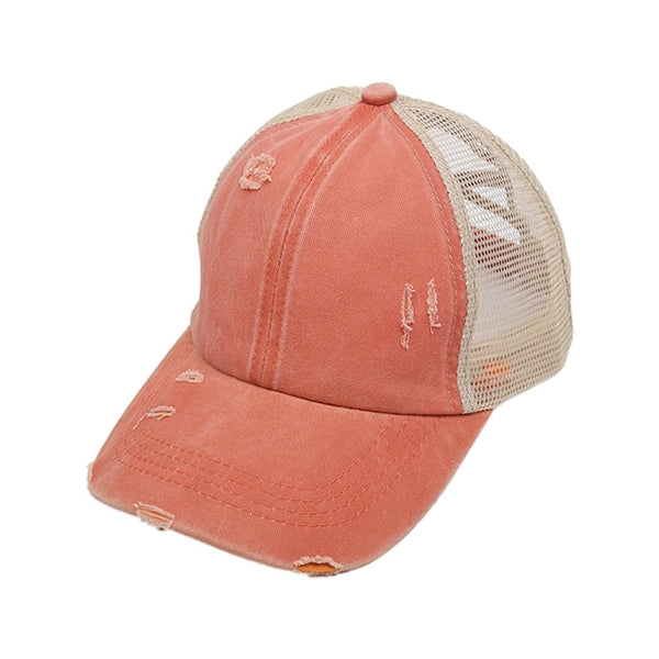 Ladies Vintage Crisscross Ponytail Mesh Baseball Cap