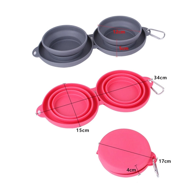 Collapsible Silicone Dog Double Bowl