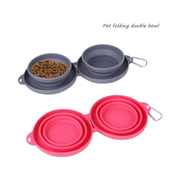 Collapsible Silicone Dog Double Bowl