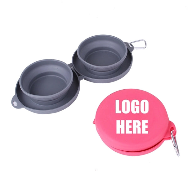 Collapsible Silicone Dog Double Bowl