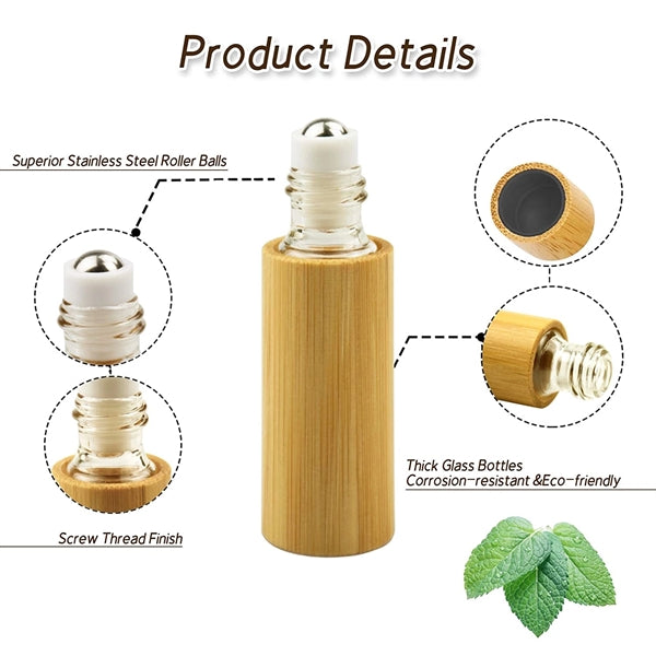 5ml Empty Bamboo Roll On Bottle For Essential Oils