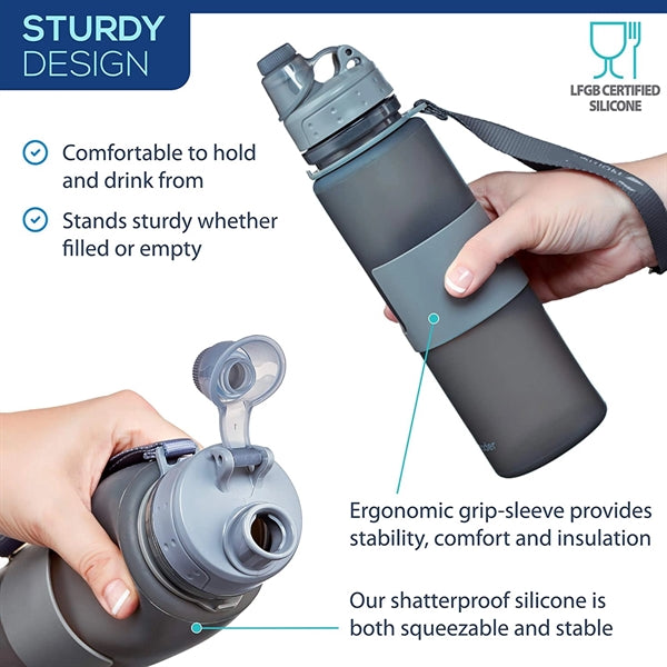 17Oz Collapsible Silicone Sports Water Bottle