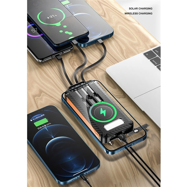 ! Wireless Solar Power Charger Built-in Cable