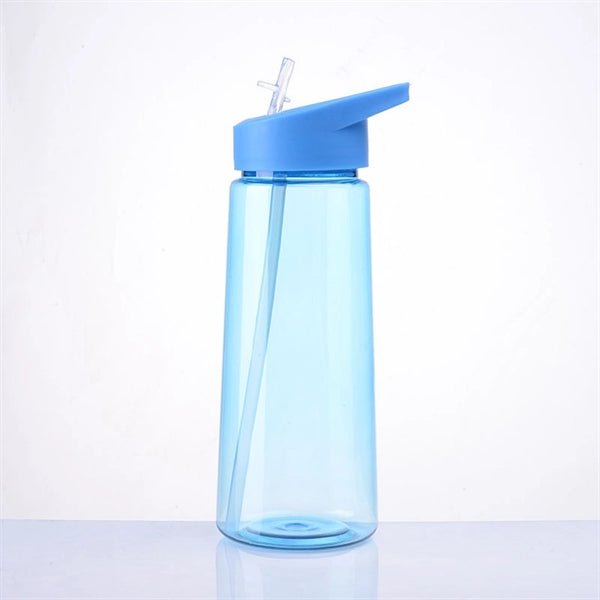 24oz Single Wall Plastic Sports Water Bottle with Flip Straw