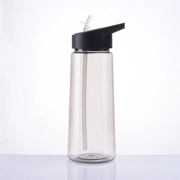 24oz Single Wall Plastic Sports Water Bottle with Flip Straw
