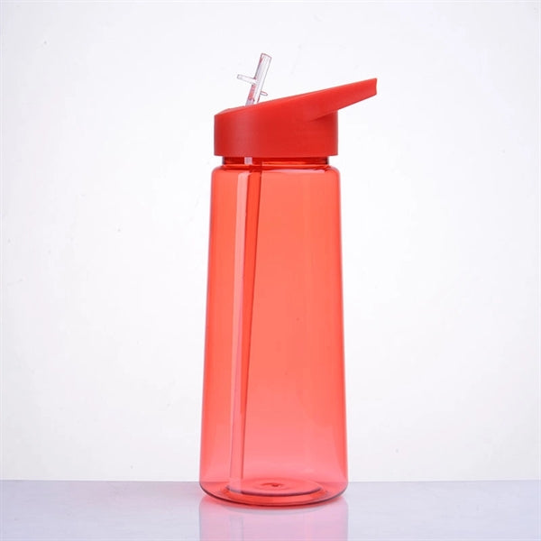 24oz Single Wall Plastic Sports Water Bottle with Flip Straw