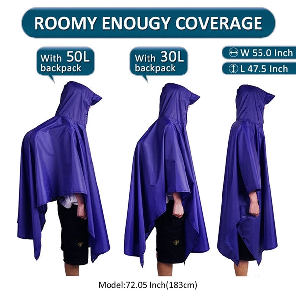 Adults Raincoat Poncho Jacket With Closure Bag