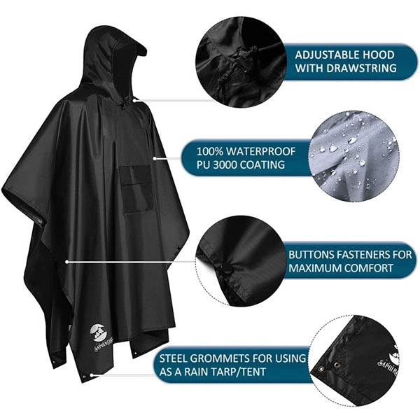 Adults Raincoat Poncho Jacket With Closure Bag