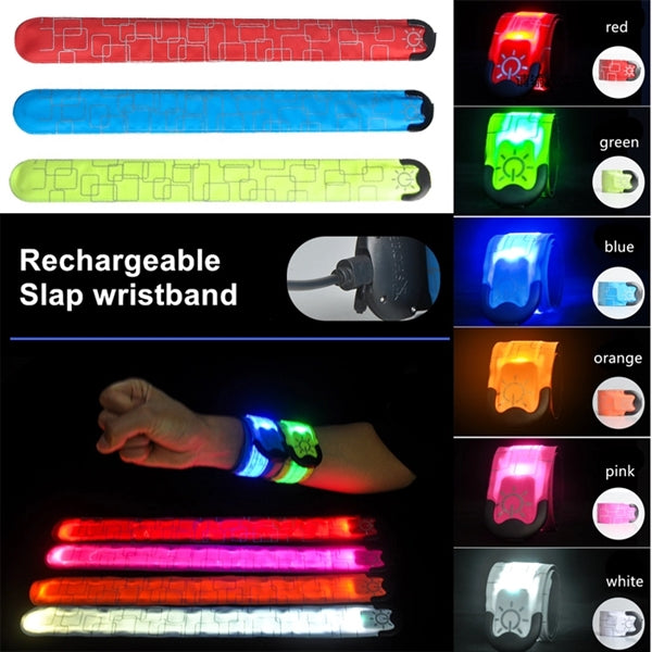 Print Reflective Armband Rechargeable Flashing Slap Bracelet