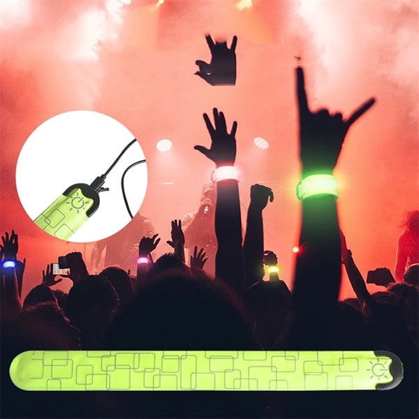 Print Reflective Armband Rechargeable Flashing Slap Bracelet
