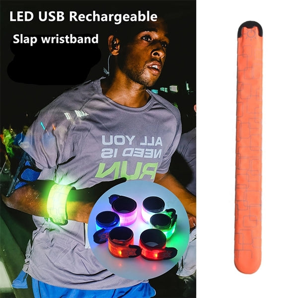 Print Reflective Armband Rechargeable Flashing Slap Bracelet