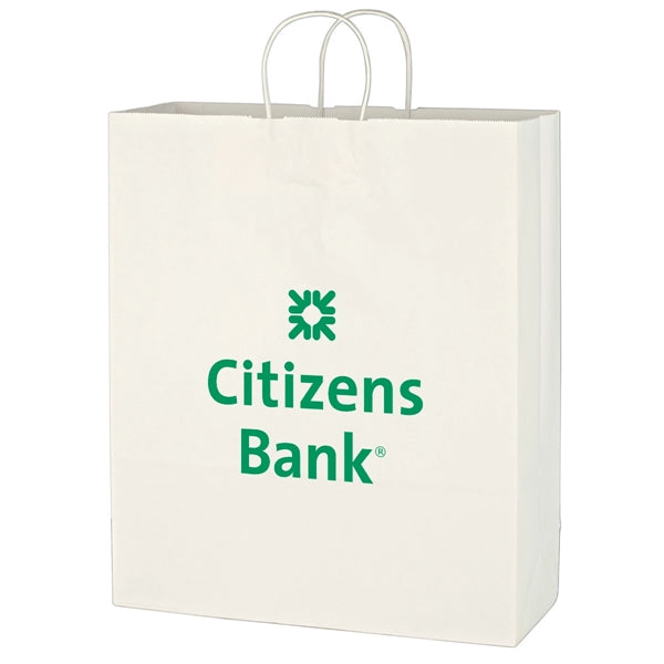 Kraft Paper White Shopping Bag - 16" x 19"