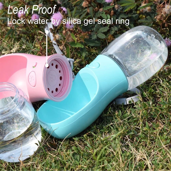Leak Proof Portable Dog Water Bottle With Drinking Feeder