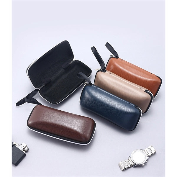 Portable Travel Zipper Eyeglasses Case PU