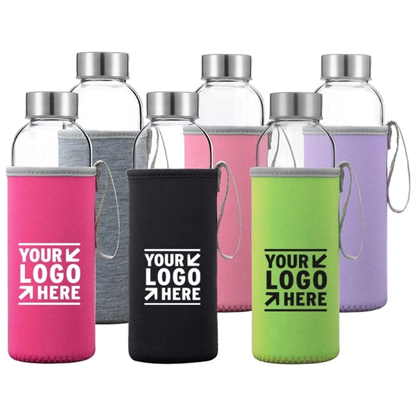 Juice Drinking Glass Water Bottle with Sleeve