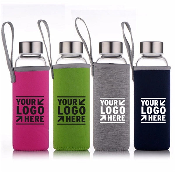 Juice Drinking Glass Water Bottle with Sleeve