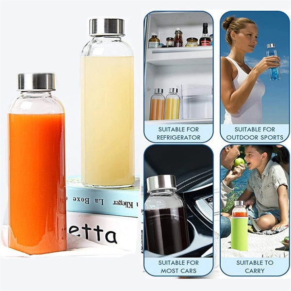 Juice Drinking Glass Water Bottle with Sleeve