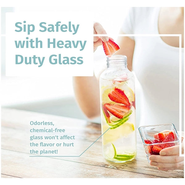 Juice Drinking Glass Water Bottle with Sleeve