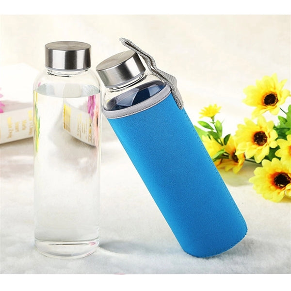 Juice Drinking Glass Water Bottle with Sleeve