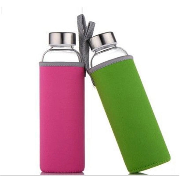 Juice Drinking Glass Water Bottle with Sleeve