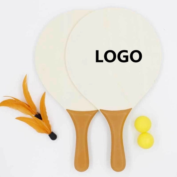 Wooden Paddle Beach Ball Game Set