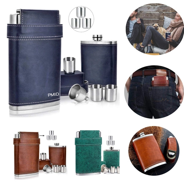 8 Oz Pocket Hip Flask With 3 Cups And Funnel