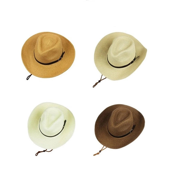 Men's Straw Sun Lifeguard Beach Hat foldable Wide Brim