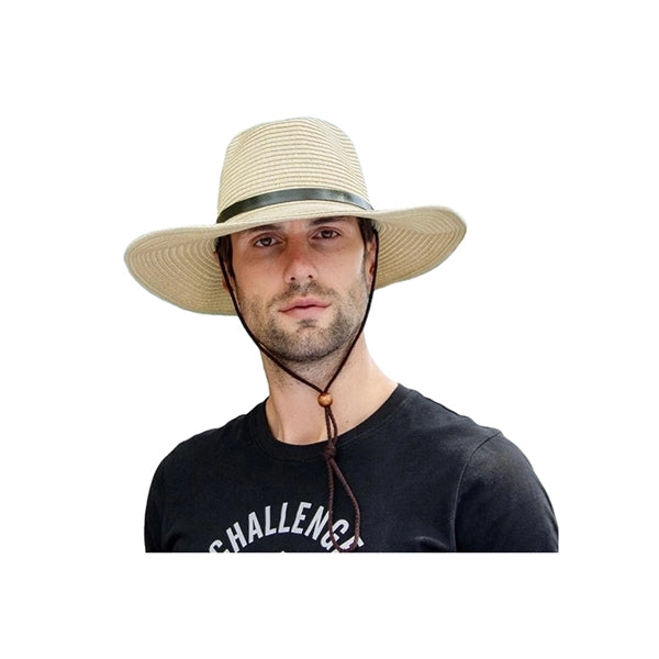 Men's Straw Sun Lifeguard Beach Hat foldable Wide Brim
