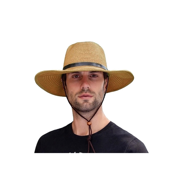 Men's Straw Sun Lifeguard Beach Hat foldable Wide Brim