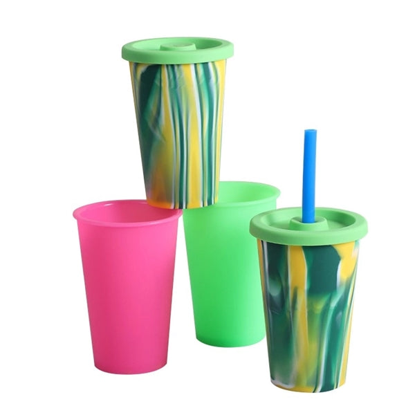 Colorful Silicone Unbreakable Wine Glasses Stemless Cup