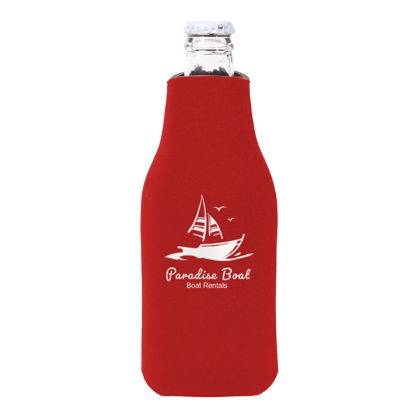 Zipper Beer Bottle Cooler (1 Color Imprint)