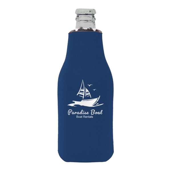 Zipper Beer Bottle Cooler (1 Color Imprint)