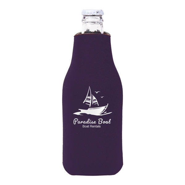 Zipper Beer Bottle Cooler (1 Color Imprint)