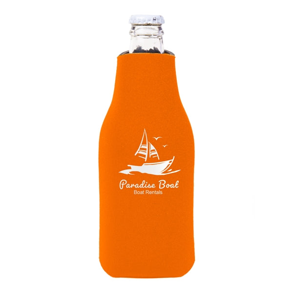 Zipper Beer Bottle Cooler (1 Color Imprint)