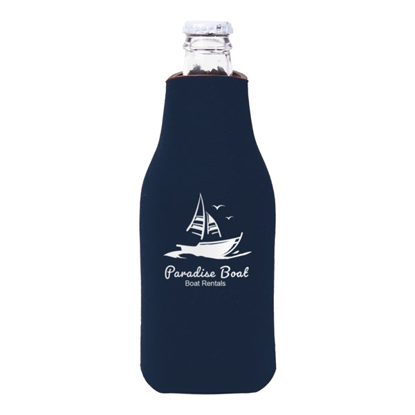 Zipper Beer Bottle Cooler (1 Color Imprint)