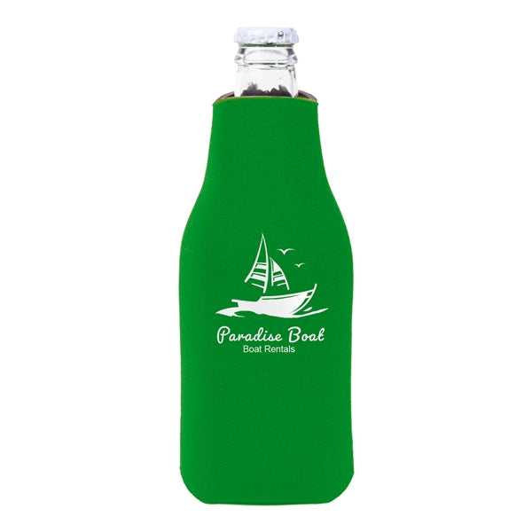 Zipper Beer Bottle Cooler (1 Color Imprint)
