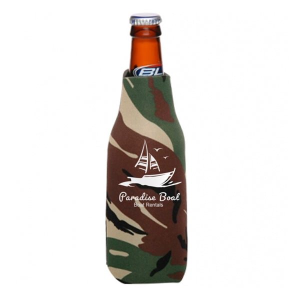 Zipper Beer Bottle Cooler (1 Color Imprint)