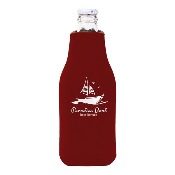 Zipper Beer Bottle Cooler (2 Color Imprint)