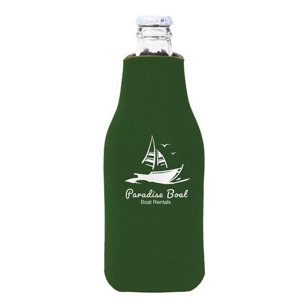 Zipper Beer Bottle Cooler (2 Color Imprint)