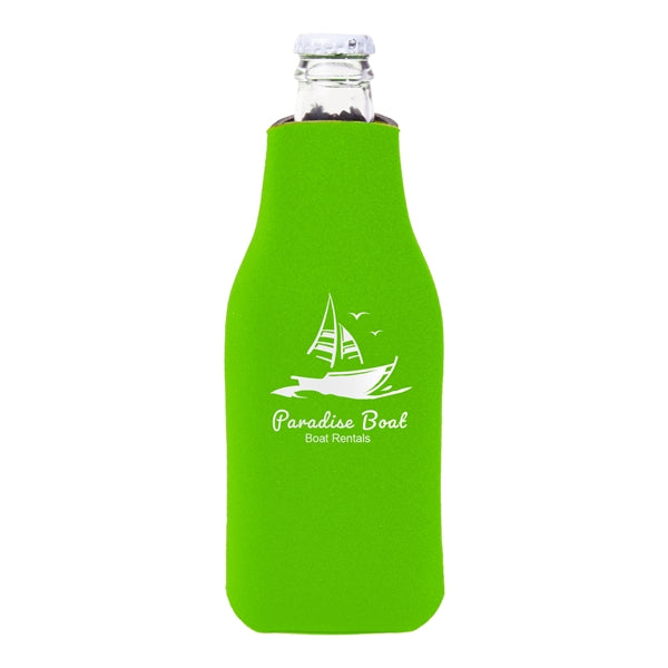 Zipper Beer Bottle Cooler (2 Color Imprint)