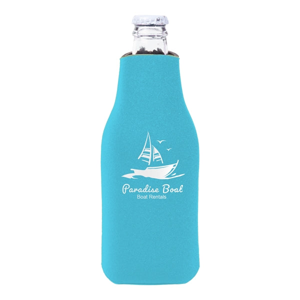 Zipper Beer Bottle Cooler (2 Color Imprint)
