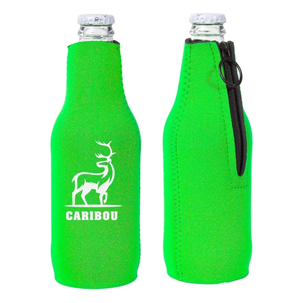 Neoprene Zipper Beer Bottle Cooler (1 Color Imprint)